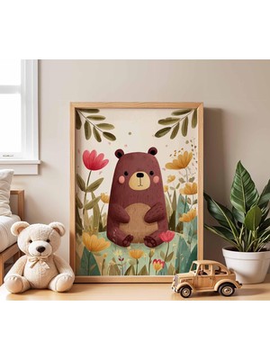 Ninastore Ayı Temalı Çocuk Odası Posteri Orman Hayvanları Duvar Sanatı Bebek Odası Ayı Baskısı Orman Çocuk Dek
