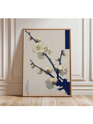 Ninastore Japon Erik Çiçeği Baskılı Minimalist Çiçekli Duvar Sanatı Oryantal Botanik Poster Vintage Japon Tarz