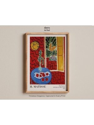 Ninastore Kırmızı Iç Mekan Natürmort Baskısı Henri Matisse Mavi Masa Sanatı Modernist Ev Dekorasyonu Cesur Ren