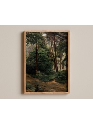 Ninastore Orman Manzarası Baskısı, Lajos Csordák Tablosu, Huzurlu Orman Manzarası, Doğa Esinli Sanat Eseri, Vi
