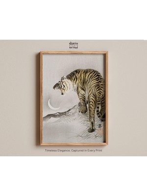 Ninastore Kükreyen Kaplan, Ohara Koson Japon Ahşap Baskı, Vintage Hayvan Sanatı, Ohara Koson Baskı, Vahşi Yaşa