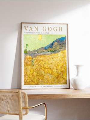 Ninastore Van Gogh Sergi Posteri Buğday Tarlası ve Orakçı Vincent Van Gogh Sanat Baskısı Ev Dekorasyonu Çiçek