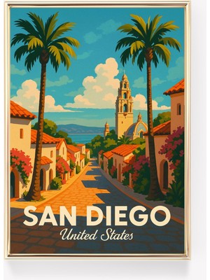 Ninastore San Diego Seyahat Posteri Kaliforniya Duvar Sanatı San Diego Baskısı Vintage Kanvas Dekor Abd Poster