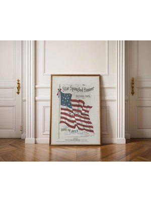 Ninastore Kıyı Temalı Amerikan Bayrağı Duvar Sanatı, 4 Temmuz Baskısı, Vintage Amerikan Bayrağı Vatansever Bas