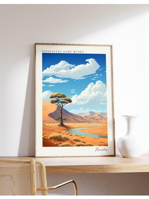 Ninastore Sossusvlei Kum Tepeleri Seyahat Posteri | Namibya Seyahat Dekorasyonu | Namibya Posteri | Sossusvlei