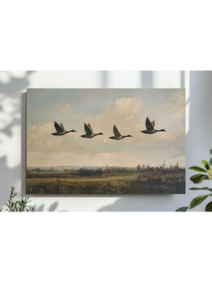 Ninastore Uçan Ördekler Duvar Sanatı Dijital Indirme Kırsal Manzara Tablosu Vintage Baskı Indirilebilir Ördekl