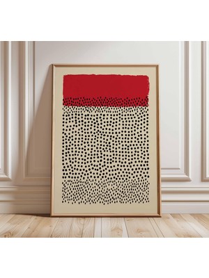 Ninastore Soyut Nokta Duvar Sanatı | Modern Minimalist Poster | Kırmızı ve Siyah Geometrik Baskı | Çağdaş Iska