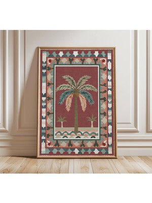 Ninastore Vintage Palmiye Ağacı Sanat Baskısı Bohem Tropikal Duvar Sanatı Çöl Vahası Posteri Sıcak Toprak Tonl