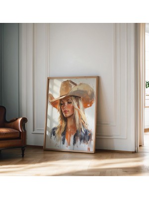 Ninastore Sahil Kovboy Kızı Duvar Sanatı, Batı Tarzı Baskılı Genç Kız Yatak Odası Posteri, Şık Dekorasyon, Kız