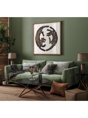 Ninastore Taguchi Tomoki'nin Japon Vintage Ahşap Baskı Eseri, Iki Kaplan Posteri, Japon Baskı, Japon Vintage S