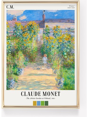 Ninastore Claude Monet Sanat Posteri | Vetheuil'deki Sanatçı Bahçesi | Monet Duvar Sanatı | Monet Baskısı | Çi