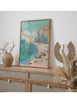 Ninastore Claude Monet Sergisi Afişi: Plaj ve Falaise D'amont, Claude Monet, Monet Sergisi Baskısı, Manzara Du