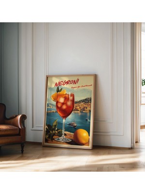 Ninastore Negroni Kokteyl Posteri, Şık Yurt Dekorasyonu, Alkollü Retro Duvar Sanatı, Maksimalist Eğlenceli Ev