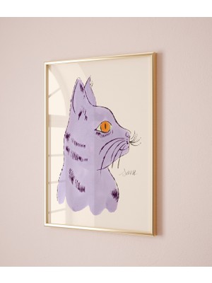 Ninastore Andy Warhol Mor Kedi Pop Art Posteri, Andy Warhol Mor Kedi Baskı Çizgi Sanatı Duvar Dekoru, Kedi Sam