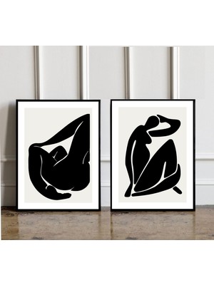 Ninastore 2'li Set Henri Matisse Siyah Çıplak Kadın Posteri Sanat Baskısı Siyah Kadın Posteri Çizgi Sanatı Pos