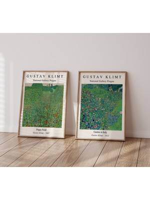Ninastore 2'li Gustav Klimt Poster Seti Gustav Klimt Duvar Sanatı Botanik Baskı Çiçek Sanatı Baskı Çiçekli Nat