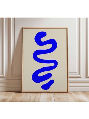 Ninastore Mavi Soyut Duvar Sanatı Baskısı | Minimalist Modern Poster | Cesur Geometrik Sanat Eseri | Çağdaş Çi