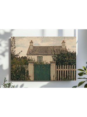 Ninastore Kırsal Bahçe, Kırsal Çiftlik Evi, Vintage Duvar Sanatı Baskısı, Cottagecore Yağlı Boya Tablo, Yazlık