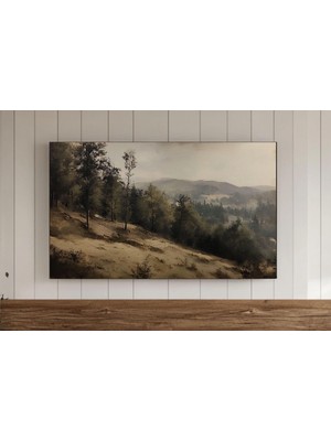 Ninastore Hüzünlü Bahar Çerçeveli Tv Duvar Sanatı, Vintage Kırsal Manzara Yağlı Boya Tablo, Koyu Rustik Çiftli