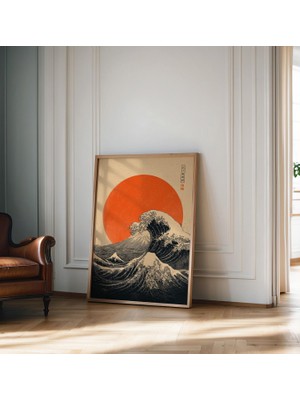 Ninastore Güneş ve Dalgalar Duvar Sanatı Baskısı Modern Minimalist Okyanus Posteri Soyut Japon Tarzı Sanat Ese