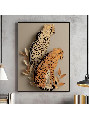 Ninastore Çita Leopar Desenli Duvar Sanatı Retro Şık Dekorasyon (Dijital Indirme)