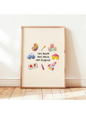 Ninastore Bu Oda Oyun Oynamak Için Yapıldı Baskılı Nötr Çocuk Oyun Odası Posteri Minimalist Çocuk Odası Duvar