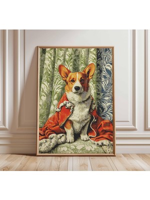 Ninastore Kraliyet Corgi Duvar Sanatı Baskısı Komik Köpek Posteri Asil Evcil Hayvan Illüstrasyonu Sıradışı Cor