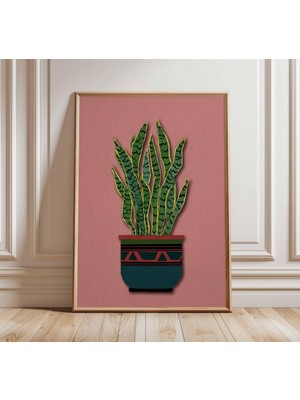 Ninastore Yılan Bitkisi Posteri Botanik Duvar Sanatı Modern Bitki Illüstrasyonu Yeşil Ev Dekorasyonu Minimalis