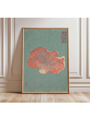 Ninastore Japon Mantarı Duvar Sanatı Baskısı, Vintage Botanik Poster, Minimalist Mantar Illüstrasyonu, Rustik