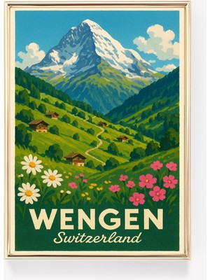 Ninastore Wengen Seyahat Posteri Isviçre Duvar Sanatı Wengen Baskı Vintage Isviçre Tuval Wengen Dekor Isviçre
