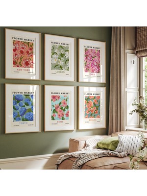 Ninastore 6'lı Çiçek Pazarı Baskı Seti, 6'lı Botanik Eğrelti Otu Baskı Seti, Yazdırılabilir Duvar Sanatı, Hedi