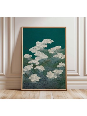 Ninastore Japon Dalga Sanatı Baskısı Minimalist Okyanus Posteri Modern Sahil Duvar Sanatı Geleneksel Tarz Illü