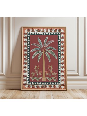 Ninastore Vintage Palmiye Ağacı Sanat Baskısı Bohem Tropikal Duvar Sanatı Çöl Vahası Posteri Sıcak Toprak Tonl