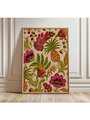 Ninastore Bohem Halk Çiçekli Nakış Baskı Bohem Tekstil Duvar Sanatı Vintage Botanik Poster Rustik Ev Dekorasyo