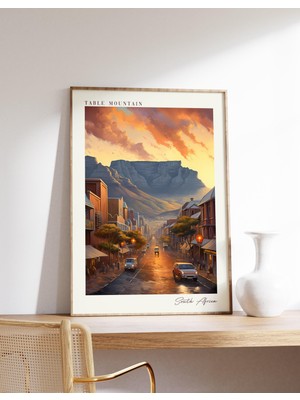 Ninastore Masa Dağı Seyahat Posteri | Güney Afrika Seyahat Dekorasyonu | Güney Afrika Posteri | Masa Dağı Bask