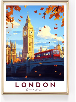 Ninastore Londra Duvar Sanatı | Big Ben Baskısı | Birleşik Krallık Posteri | Şehir Manzarası Baskısı | Vintage
