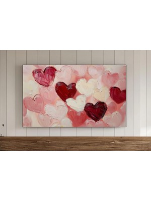 Ninastore Nötr Pembe Kırmızı Kalpler Tablo Çerçevesi Tv Duvar Sanatı Sevgililer Günü Dijital Indirme Romantik