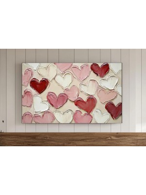 Ninastore Nötr Pembe Kırmızı Kalpler Tablo Çerçevesi Tv Duvar Sanatı Sevgililer Günü Dijital Indirme Romantik
