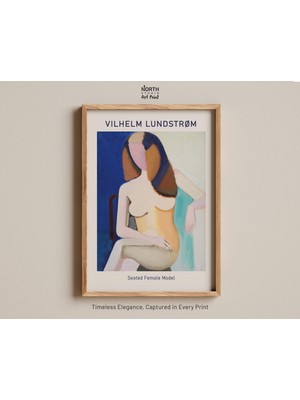 Ninastore Oturan Kadın Model Baskısı Vilhelm Lundstrøm Soyut Çıplak Sanat Modernist Kübist Kadın Figürü Renkli