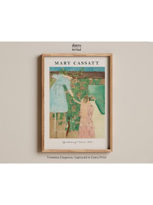 Ninastore Meyve Toplama Baskısı, Mary Cassatt Anne ve Çocuk Resmi, Vintage Bahçe Illüstrasyonu, Hassas Aile Sa