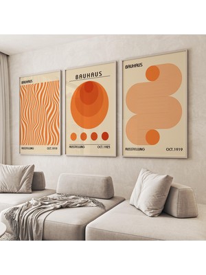 Ninastore Bauhaus Geometrik Baskı Seti (3 Parça) (Galeri Duvarı) Soyut Duvar Sanatı Vintage Sanat Orta Çağ Mod