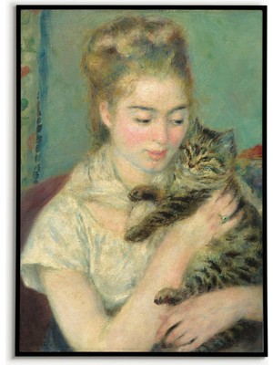Ninastore Pierre-Auguste Renoir Kediyle Kadın Posteri, Poster Baskısı, Sanat Eseri Reproduksiyonu, Duvar Dekor