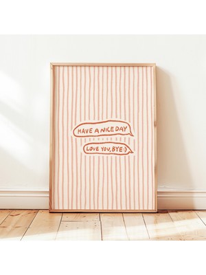 Ninastore Hoşçakal Yazdırılabilir Retro Giriş Holü Balon Yazı Posteri Nötr Minimalist Duvar Dekoru