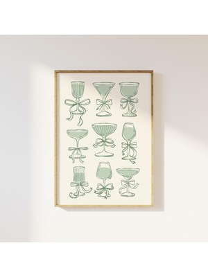 Ninastore Coquette Kokteyl Sanat Baskısı: Kızlara Özel Bar Arabası Dekoru (Dijital Indirme)