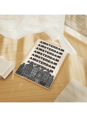 Ninastore Amsterdam Seyahat Baskısı | Dijital Sanat Indirme | Siyah Beyaz Amsterdam Baskısı | Trendi Nötr Duva