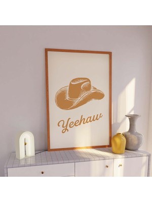 Ninastore Kovboy Şapkası Baskısı | Dijital Sanat Indirme | Yeehaw Kovboy Kız Baskısı | Retro Batı Duvar Sanatı