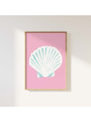 Ninastore Deniz Kabuğu Baskısı | Dijital Sanat Indirme | Sevimli Yaz Sanatı Baskısı | Pembe Kız Çocuk Duvar Sa