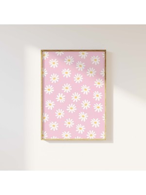 Ninastore Pembe Papatya Baskısı | Dijital Sanat Indirme | Çiçek Baskılı Duvar Sanatı | Papatya Çiçek Sanatı Ba