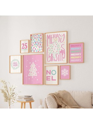 Ninastore Pastel Noel Duvar Galerisi | Dijital Sanat Indirme | 10 Yazdırılabilir Görsel | Trend Pembe Noel Bas