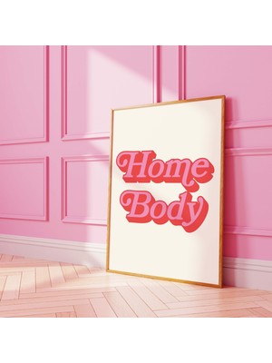 Ninastore Evde Kalmayı Sevenler Için Baskı | Dijital Sanat Indirme | Minimalist Kırmızı Pembe Tipografi Baskıl